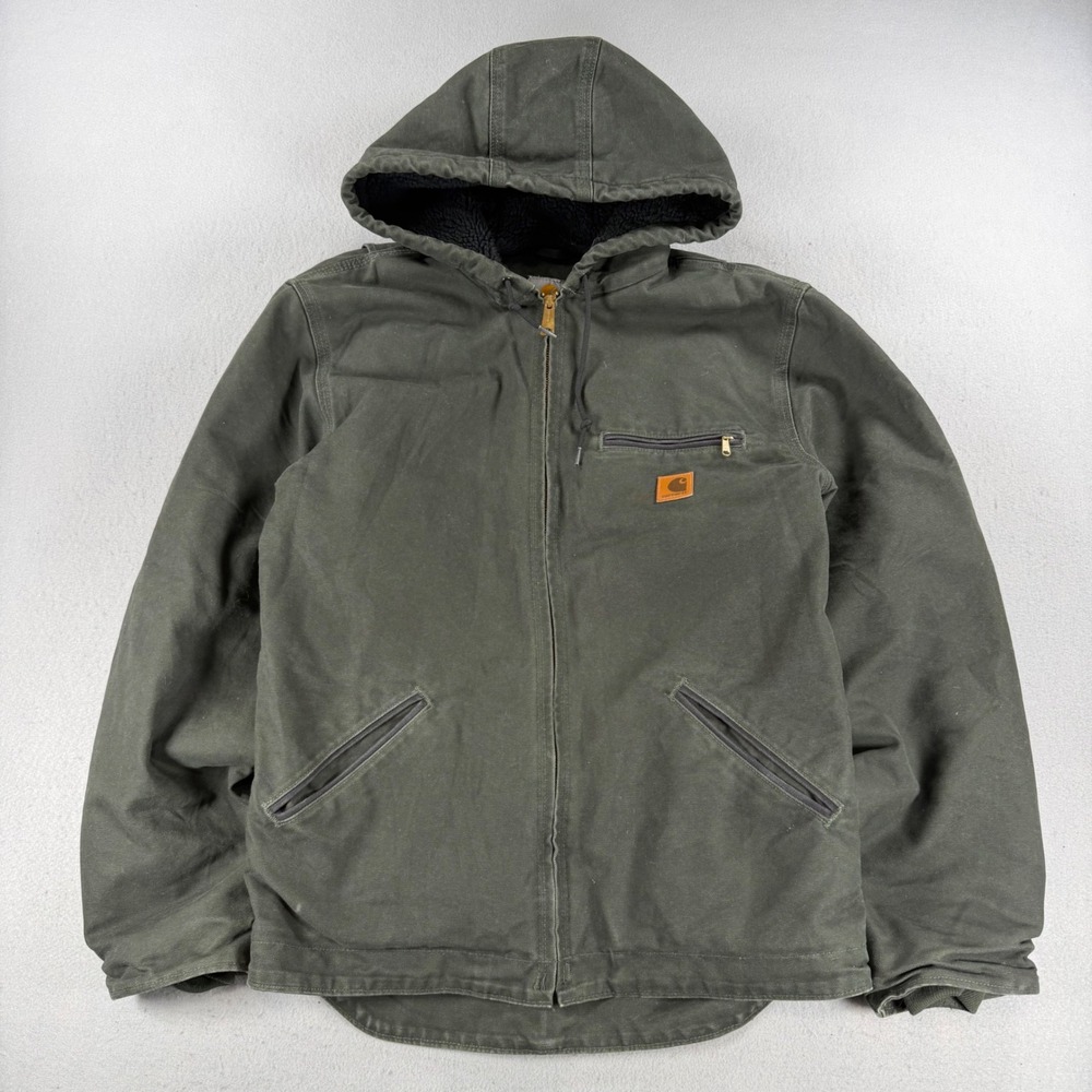 Carhartt J141 MOS Moss Green Sandstone Sierra Sherpa Lined Hooded Jacket Mens M